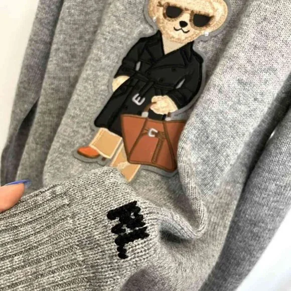 Polo Ralph Lauren Gray Sweater with Bear Design - Picture 4 of 6